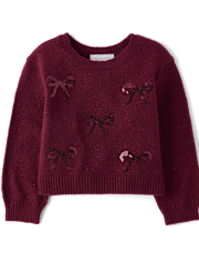 Toddler Girls Sequin Bow Sweater