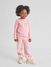 Toddler Girls Waffle Sweater 2-Piece Outfit Set