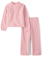 Toddler Girls Waffle Sweater 2-Piece Outfit Set