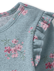 Haut fleuri en pointelle à volants pour petite fille
