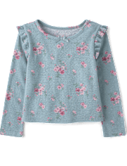 Haut fleuri en pointelle à volants pour petite fille