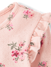 Haut fleuri en pointelle à volants pour petite fille