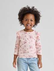 Haut fleuri en pointelle à volants pour petite fille