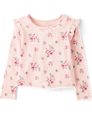 Haut fleuri en pointelle à volants pour petite fille