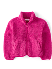 Toddler Girls Heavyweight Sherpa Zip Up Jacket