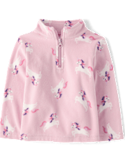 Toddler Girls Print Microfleece Half Zip Pullover