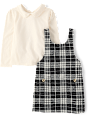 Toddler Girls Plaid Skirtall 2-Piece Outfit Set