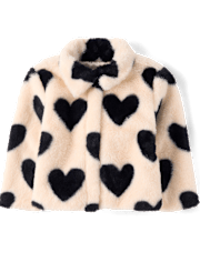 Toddler Girls Heart Faux Fur Coat