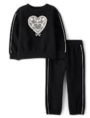 Toddler Girls Puff Graphic Premium Fleece 2-Piece Outfit Set