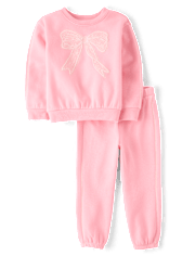 Toddler Girls Puff Graphic Premium Fleece 2-Piece Outfit Set