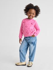 Toddler Girls 3D Rosette Sweater