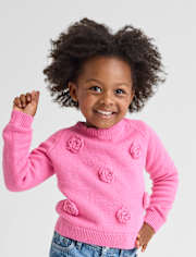 Toddler Girls 3D Rosette Sweater