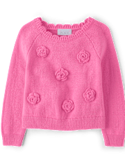 Toddler Girls 3D Rosette Sweater