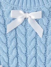 Toddler Girls Bow Cable Knit Sweater