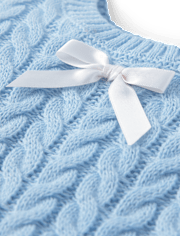 Toddler Girls Bow Cable Knit Sweater