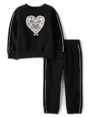Toddler Girls Embellished Premium Fleece 2-Piece Outfit Set
