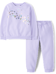 Toddler Girls Embellished Premium Fleece 2-Piece Outfit Set