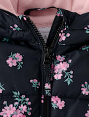 Toddler Girls Print Microfleece Lined Puffer Jacket