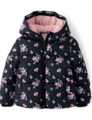 Toddler Girls Print Microfleece Lined Puffer Jacket