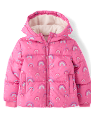 Toddler Girls Print Microfleece Lined Puffer Jacket