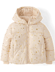Toddler Girls Print Microfleece Lined Puffer Jacket