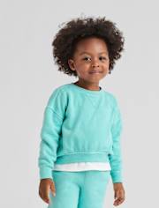 Toddler Girls Garment Dyed Premium Fleece Sweatshirt