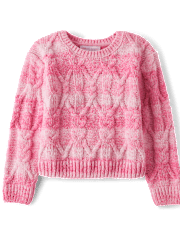 Toddler Girls Ombre Cable Knit Chenille Sweater