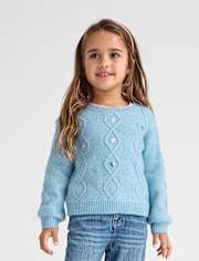 Pull super doux en maille torsadée à paillettes pour petite fille