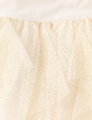 Girls Glitter Ruffle Mesh Fit And Flare Dress