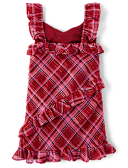 Girls Plaid Chiffon Ruffle Dress