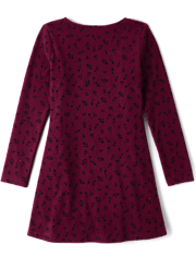 Girls Floral Sueded Rib Shift Dress