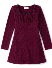 Girls Floral Sueded Rib Shift Dress