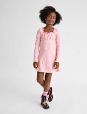 Robe droite côtelée en suède pour fille