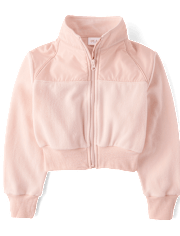 Girls Contrast Microfleece Zip Up Jacket
