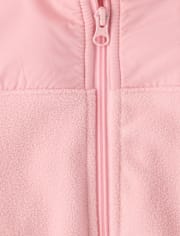 Girls Contrast Microfleece Zip Up Jacket