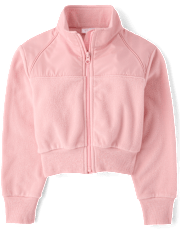 Girls Contrast Microfleece Zip Up Jacket