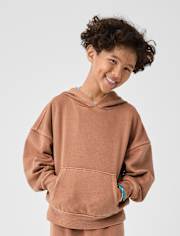 Sweat à capuche en polaire de qualité supérieure teint en pièce pour enfants