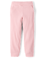 Girls Plush Rib Jogger Pants