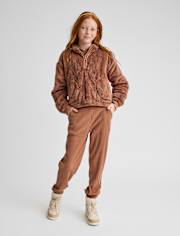 Girls Plush Rib Jogger Pants