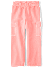 Kids Garment Dyed Premium Fleece Wide Leg Cargo Lounge Pants