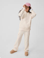 Kids Garment Dyed Premium Fleece Wide Leg Cargo Lounge Pants
