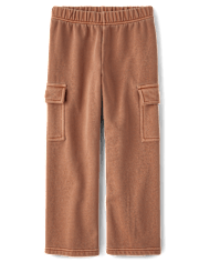 Kids Garment Dyed Premium Fleece Wide Leg Cargo Lounge Pants