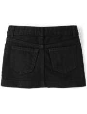 Girls Rhinestone Bow Denim Skirt