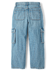 Girls Rhinestone Baggy Cargo Jeans