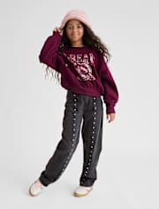 Girls Studded Seam Slouchy Jeans