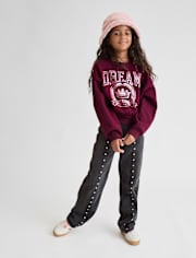 Jean ample à coutures cloutées pour fille