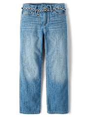 Girls Heart Belted Slouchy Jeans