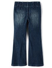 Girls Rhinestone Bow Flare Jeans