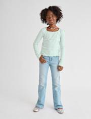 Jean évasé à strass pour fille