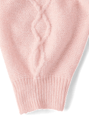Girls Faux Pearl Cable Knit Cropped Sweater